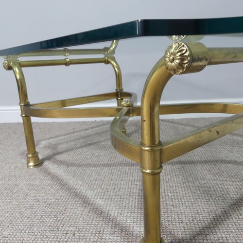 380 - A retro designer Coffee Table, (made in Italy) with shaped bevelled glass top supported by four curv... 