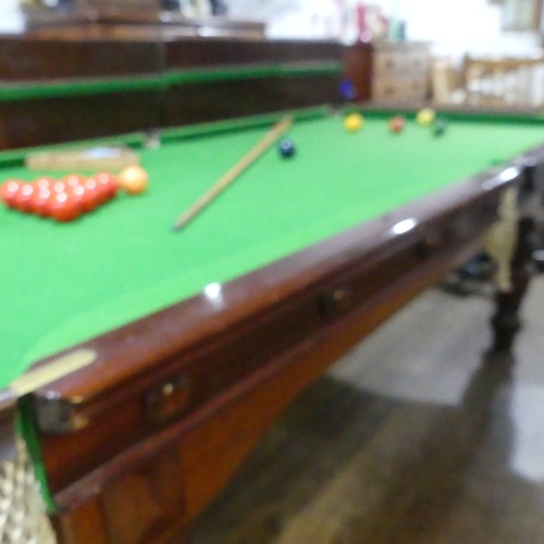 236 - A quarter size wood-bed Snooker table with a four piece table top to use as dining table, together w... 