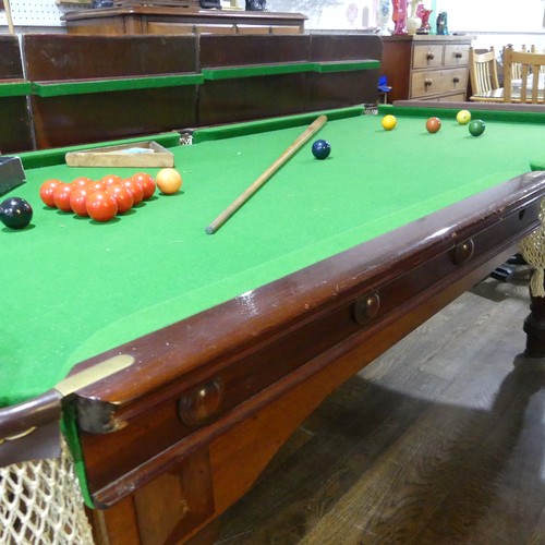 236 - A quarter size wood-bed Snooker table with a four piece table top to use as dining table, together w... 