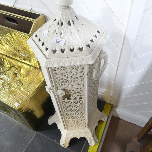 385 - A Victorian cast iron Station Heater, painted white, note top is damaged, see images, W 35 cm x H 84... 