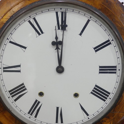 218 - A late Victorian walnut drop-dial Wall Clock, the 12-inch circular dial with Roman numerals, 8-day m... 