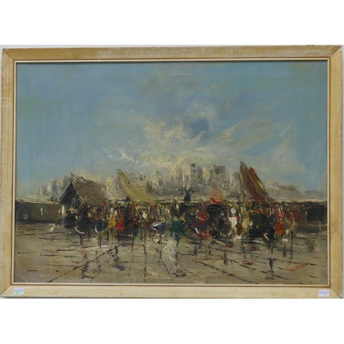 209 - Massina (mid-20th century Continental School), Mediterranean market scenes, a pair, oil on canvas, s... 