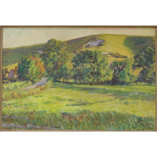 189 - Duncan Grant (British, 1885-1978), Landscape, Firle, oil on board, signed 