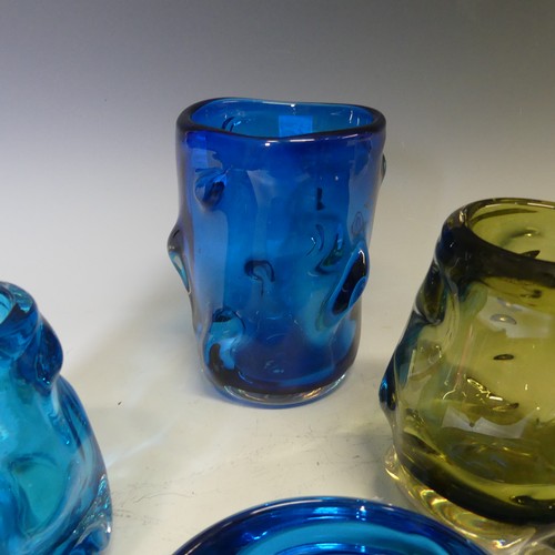 30 - A small quantity of Whitefriars knobbly Vases, comprising kingfisher blue Vase, H 17.5cm, another ki... 