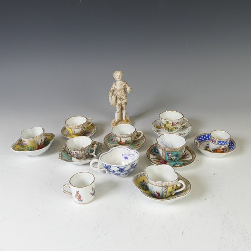 73 - A small quantity of Continental porcelain miniature Teacups and Saucers, each decorated in typical s... 