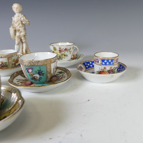 73 - A small quantity of Continental porcelain miniature Teacups and Saucers, each decorated in typical s... 