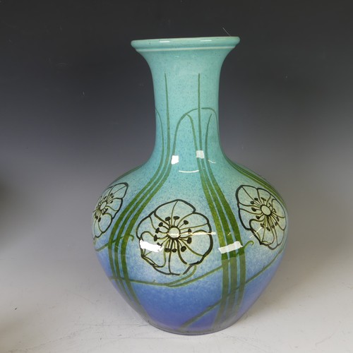 75 - A Spencer Edge pottery art nouveau Bottle Vase, depicting a lady carrying buckets of water, with mar... 