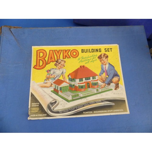 436 - Three BAYKO building sets, consisting of a 2X Building set, a 2X converting set and a 3X converting ... 