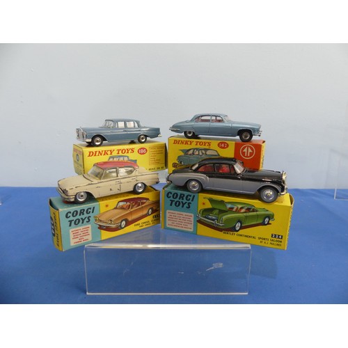 450 - A boxed Dinky 186 'Mercedes Benz 220 SE' (very good condition) with a boxed Dinky 142 'Jaguar Mark X... 