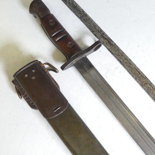 101 - A WW1 Ottoman Turkish Officers Sword, single edged blade, wooden handle and brass guard with star an... 