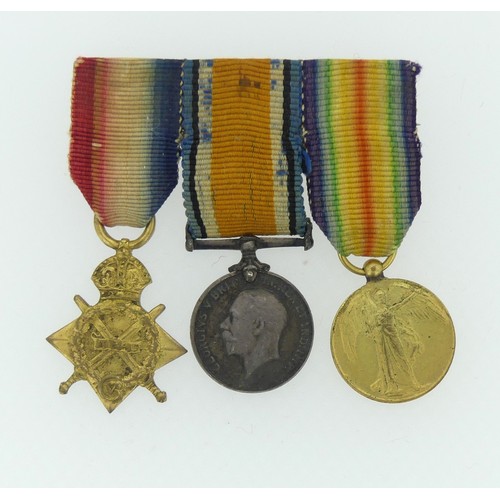 98 - A W.W.I trio of Medals, 1914-15 Star, British War Medal and Victory Medal, awarded to E. C. Mackenzi... 