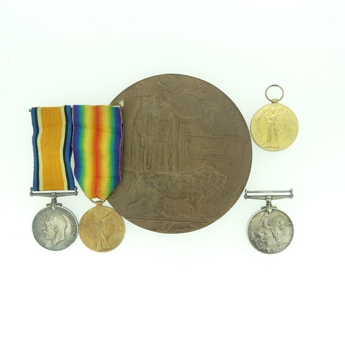A W.W.I Memorial Plaque or 'Death Penny' named to William Mitchell, together with two pairs of W.W.I Medals, British War Medal and Victory Medal, awarded to 2823 Pte. E. G. Herridge, Devon. R., and 18501 Pte. W. W. Humphries. A.S.C. (5)
