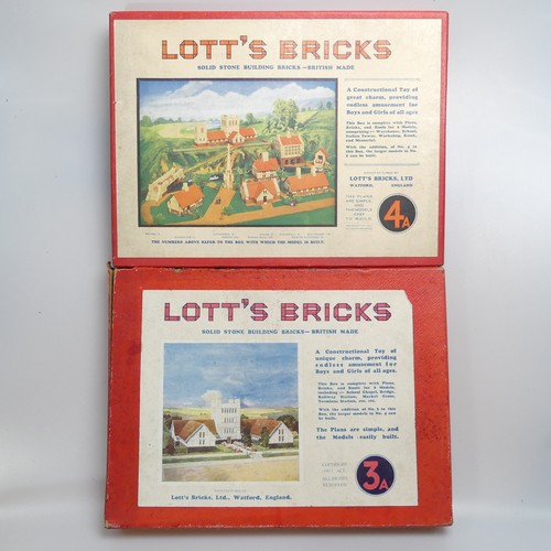 431 - Lott's Bricks - Solid Stone Building Bricks, six boxed seats, 2, 2A, 3A, 4A, Tudor Blocks 2, and Ser... 