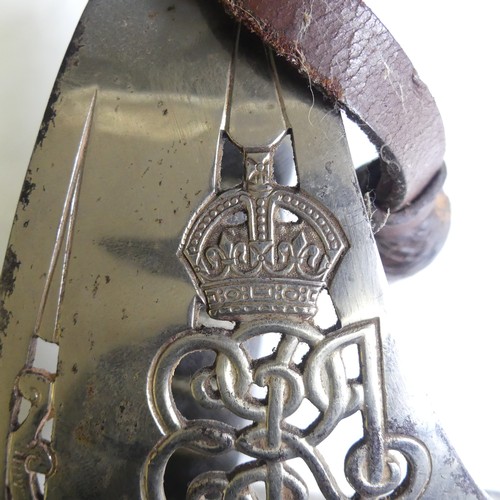 103 - An Edwardian Officers Sword, Stamped Hawkes & Co, steel pierced hilt with Royal cypher mark, eng... 