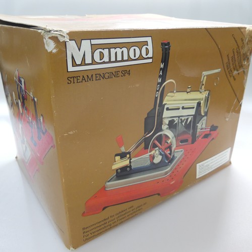 447 - Mamod SP4 Stationary Steam Engine, with Flywheel attachment, burner and tablets, in original box, an... 