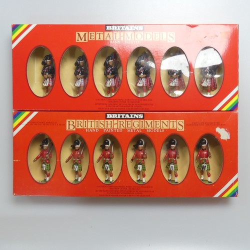 459 - Britains, Three sets of Metal-Models, 7229 3 Mounted Horseguards, 7233 Her Majesty Queen Elizabeth M... 