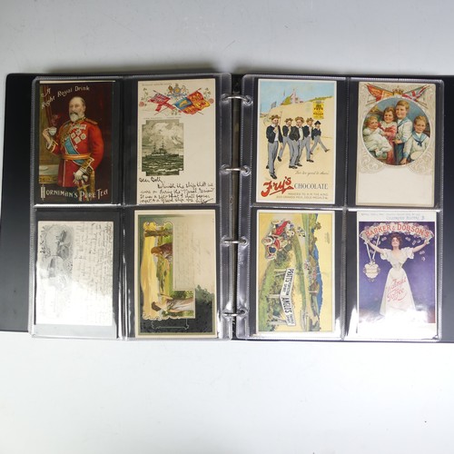 80 - An album of good vintage Postcards, approximately 185 cards, including W.W.I French embroidered &lsq... 