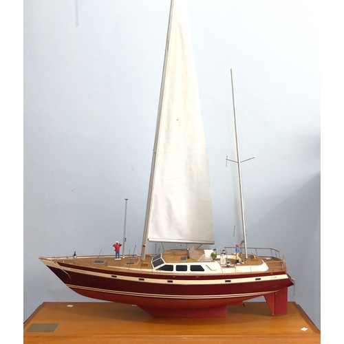 443 - A builders scale model of the Jarrett 50' ketch 'Eirenikon' by M & L Yachts, set on large wooden... 