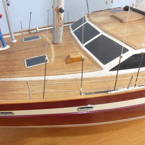 443 - A builders scale model of the Jarrett 50' ketch 'Eirenikon' by M & L Yachts, set on large wooden... 