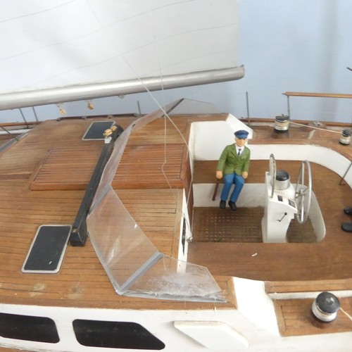 443 - A builders scale model of the Jarrett 50' ketch 'Eirenikon' by M & L Yachts, set on large wooden... 