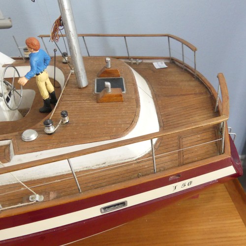 443 - A builders scale model of the Jarrett 50' ketch 'Eirenikon' by M & L Yachts, set on large wooden... 