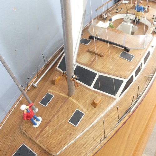 443 - A builders scale model of the Jarrett 50' ketch 'Eirenikon' by M & L Yachts, set on large wooden... 