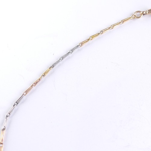 349 - An 18ct gold Necklace, formed of three alternate white and yellow links, with clip fitting marked 18... 