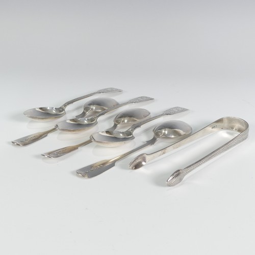 7 - A set of six Victorian silver Teaspoons, by Thomas Hart Stone, hallmarked Exeter, 1868/9, fiddle pat... 