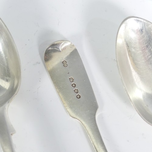 19 - A set of six Victorian silver fiddle pattern Dessert Spoons, by Charles Boyton (II), hallmarked Lond... 