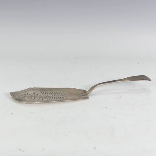 37 - A George IV silver Fish Slice, by William Knight II, hallmarked London, 1825, fiddle pattern, initia... 