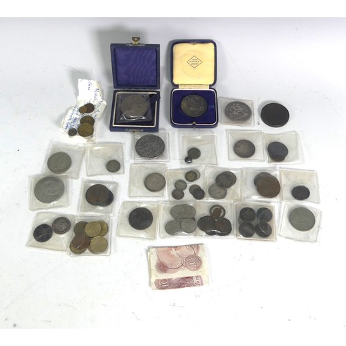 721 - A small quantity of 19thC Coins, including a George III 'Cartwheel' Two pence, three Victorian crown... 