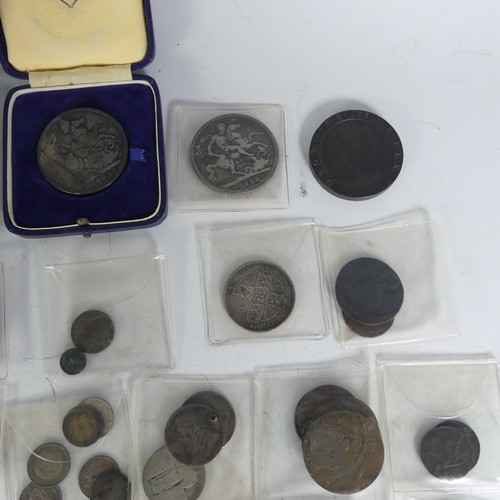 721 - A small quantity of 19thC Coins, including a George III 'Cartwheel' Two pence, three Victorian crown... 