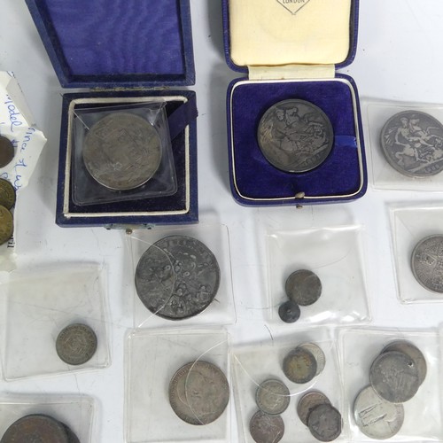 721 - A small quantity of 19thC Coins, including a George III 'Cartwheel' Two pence, three Victorian crown... 