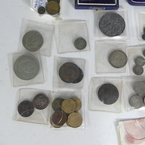 721 - A small quantity of 19thC Coins, including a George III 'Cartwheel' Two pence, three Victorian crown... 