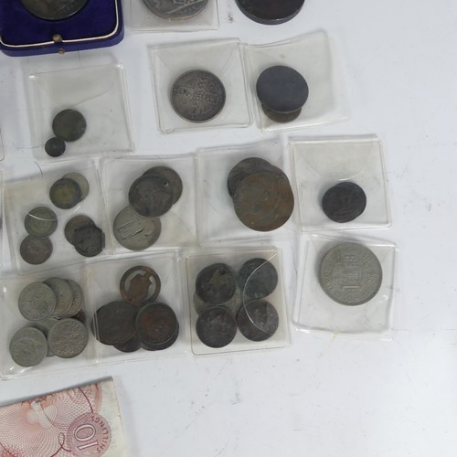 721 - A small quantity of 19thC Coins, including a George III 'Cartwheel' Two pence, three Victorian crown... 