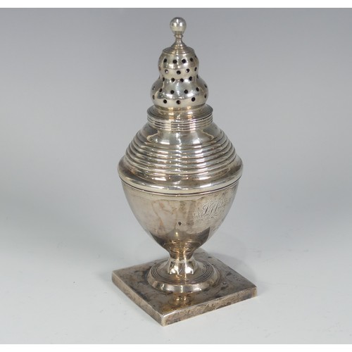 67 - A George III silver Sugar Caster, by John Merry, hallmarked London 1812, of traditional form with re... 