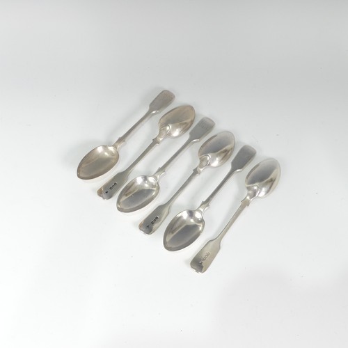 68 - A set of six late Victorian silver fiddle pattern Dessert Spoons, by Charles Boyton (II), hallmarked... 