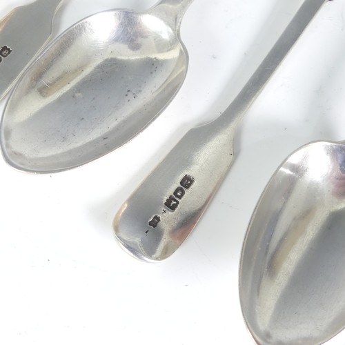 68 - A set of six late Victorian silver fiddle pattern Dessert Spoons, by Charles Boyton (II), hallmarked... 