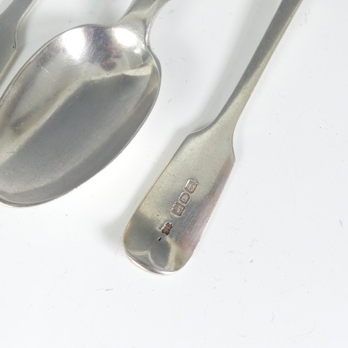 68 - A set of six late Victorian silver fiddle pattern Dessert Spoons, by Charles Boyton (II), hallmarked... 