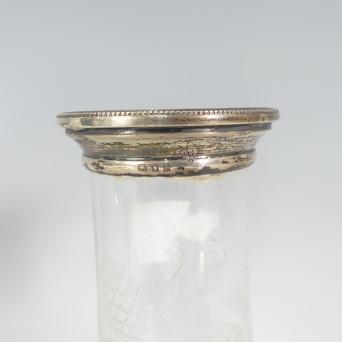 70 - A Victorian silver mounted glass Scent Bottle, by Henry Greaves, hallmarked Birmingham, 1892, of cyl... 