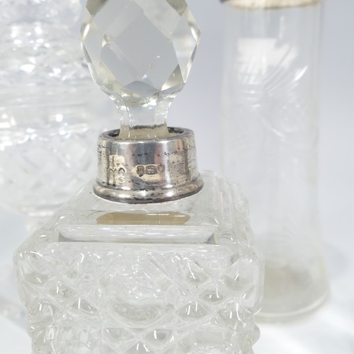 70 - A Victorian silver mounted glass Scent Bottle, by Henry Greaves, hallmarked Birmingham, 1892, of cyl... 