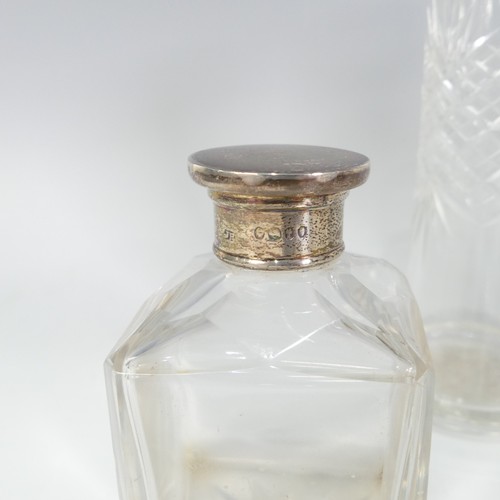 70 - A Victorian silver mounted glass Scent Bottle, by Henry Greaves, hallmarked Birmingham, 1892, of cyl... 