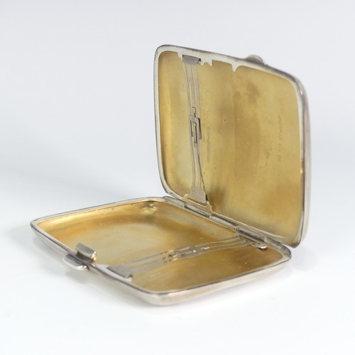 81 - A George V silver Cigarette Case, by Joseph Gloster Ltd., hallmarked Birmingham, 1929, of hinged rec... 