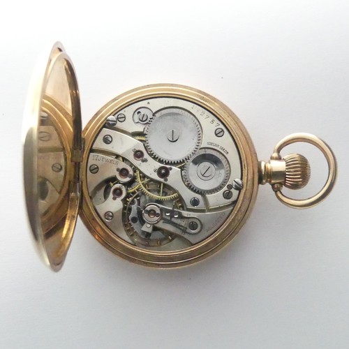 227 - A gold plated Pocket Watch, white enamel dial with Roman Numerals and subsidiary seconds dial, Swiss... 