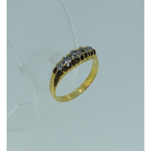 295 - A graduated five stone diamond Ring, the centre stone approx. 0.14ct, all mounted in unmarked yellow... 