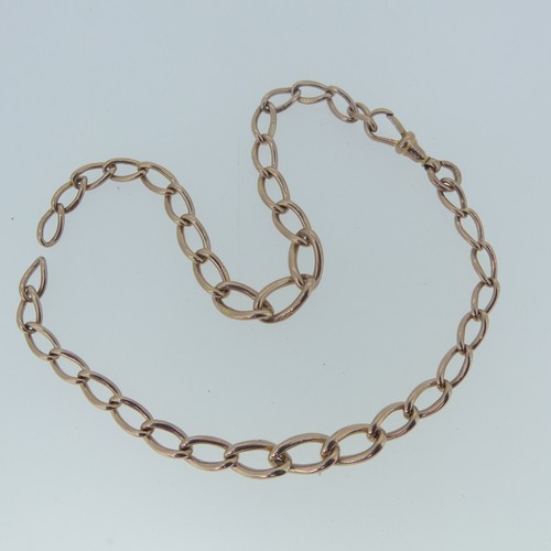 362 - Two 9ct rose gold graduated curb link Chains, each 15cm long, one with clip at one end, total weight... 