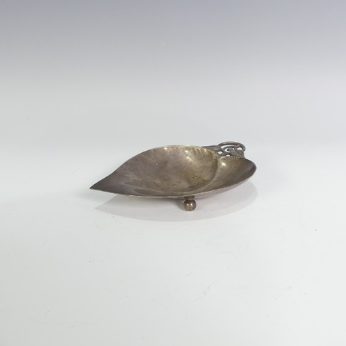 82 - Tiffany & Co; A silver leaf shaped nut Dish, raised on two ball feet, marked on the reverse 'Tif... 