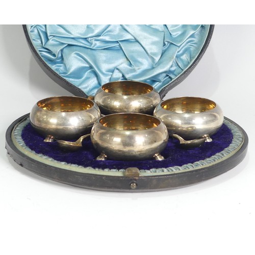 86 - A cased set of four Victorian silver Open Salts, by Atkin Brothers, hallmarked Sheffield, 1886/7, of... 