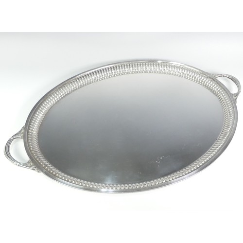 90 - A late Victorian silver oval two handled Tray, by Goldsmiths & Silversmiths Co., hallmarked Lond... 