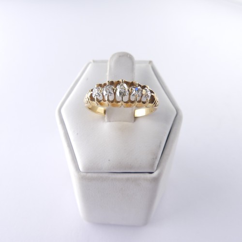 301 - A small five stone diamond Ring, old cut stones, approx total weight 0.39ct, all mounted in unmarked... 